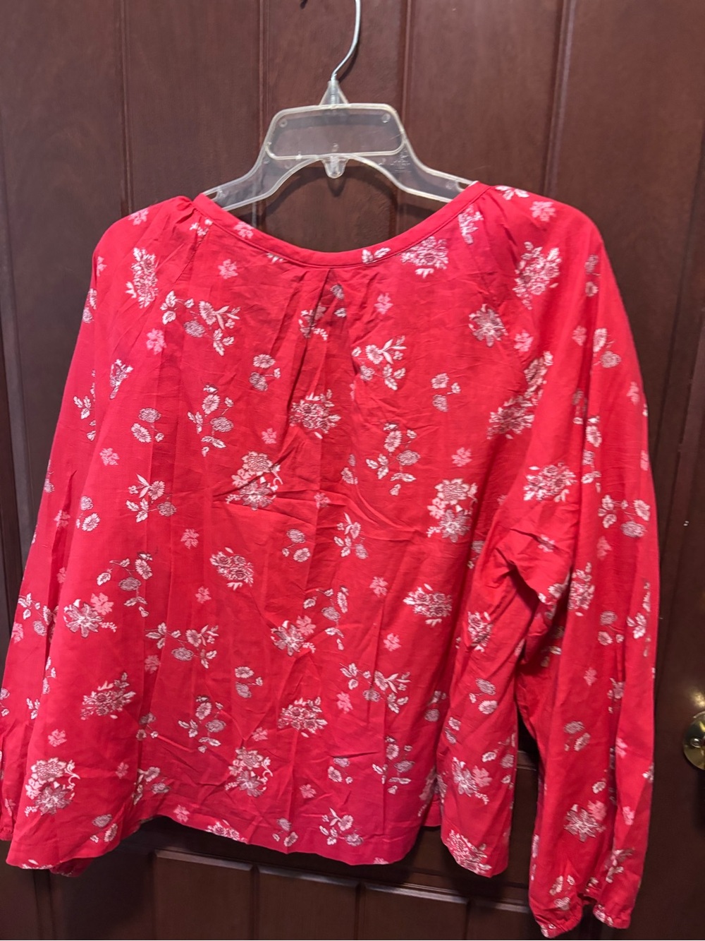 Universal Thread Red Floral Long-Sleeve Peasant Top